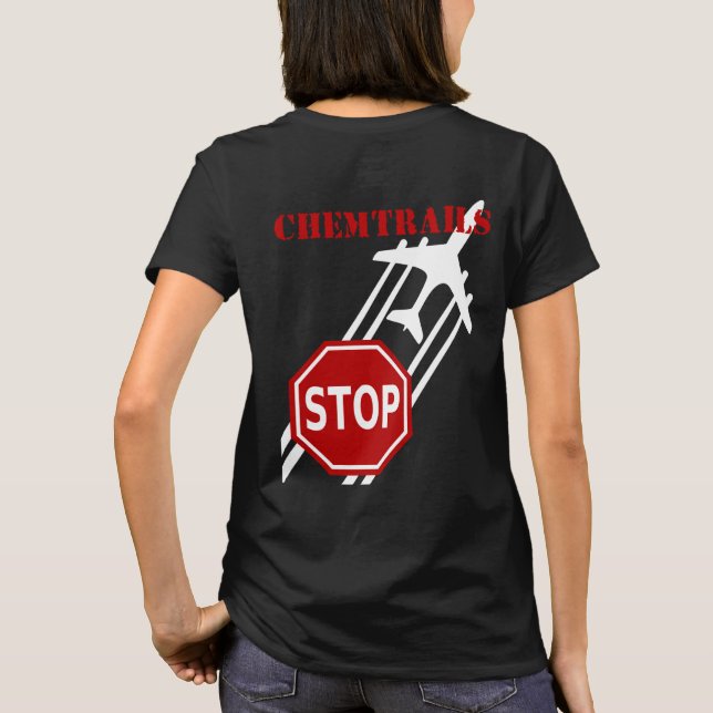 Stop Chemtrails dark tshirt (Back)