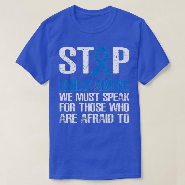 Stop Child Abuse Prevention Month Blue Ribbon Awar T-Shirt (Design Front)