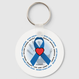 Stop Child Abuse Ribbon Key Ring