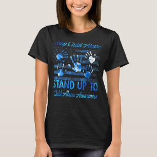 Stop Child Abuse Usa Flag Awareness Month T-Shirt