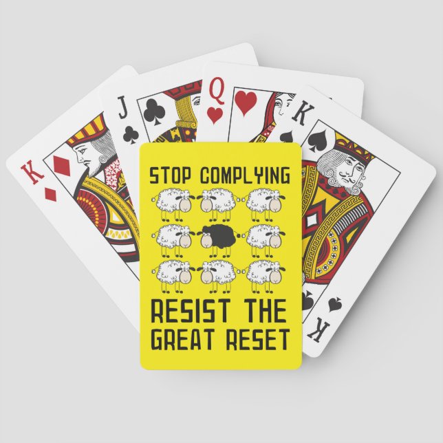 Stop Comply Resist Great Reset Dissident Playing Cards (Back)