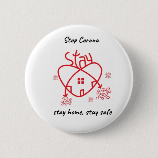Stop Corona 6 Cm Round Badge (Front)