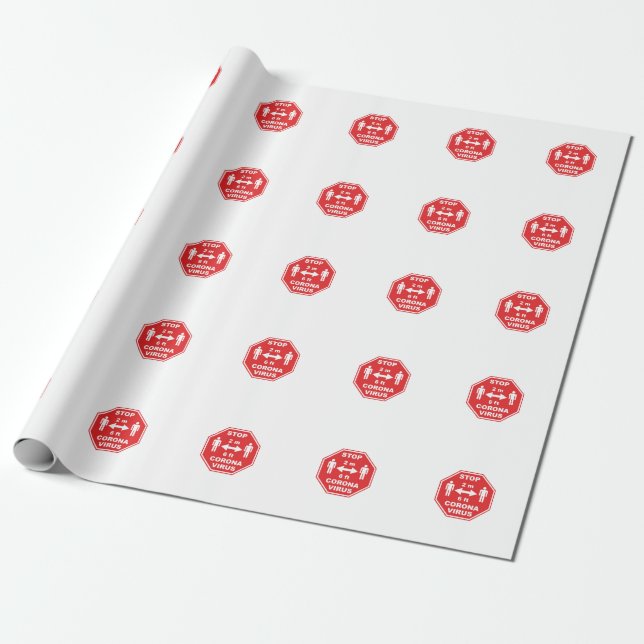 Stop Corona Virus Keep your Distance Wrapping Paper (Unrolled)