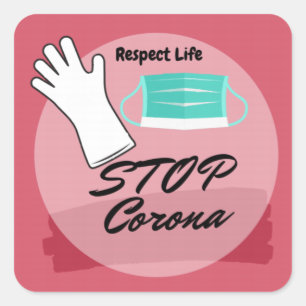 Stop Corona Virus Square Sticker