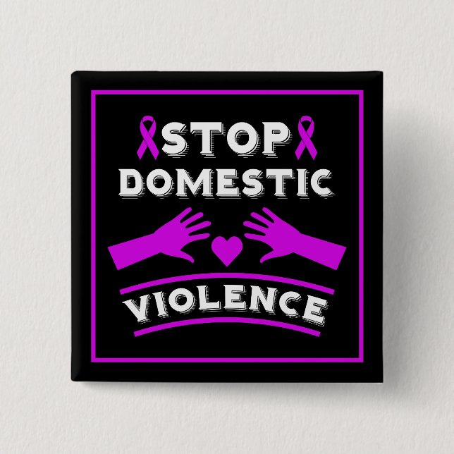 Stop Domestic Violence 15 Cm Square Badge (Front)