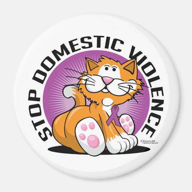 Stop Domestic Violence Cat Magnet (Front)
