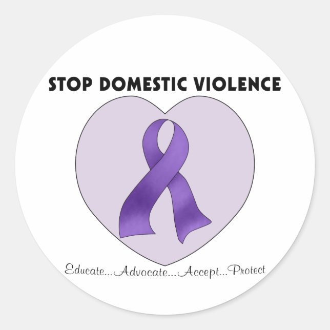 Stop Domestic Violence Classic Round Sticker (Front)