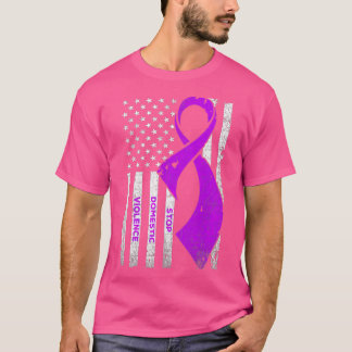 Stop Domestic Violence - Distressed American Flag T-Shirt