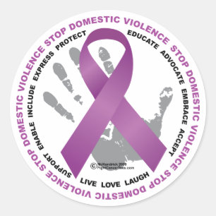 Stop Domestic Violence Ribbon Classic Round Sticker