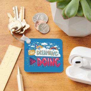 Stop Dreaming, Start Doing Blue-Cranberry Metal Key Ring