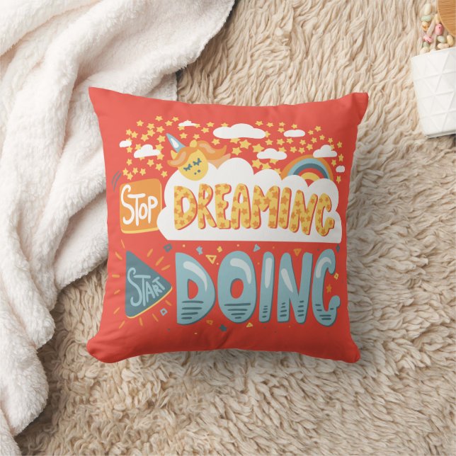 Stop Dreaming, Start Doing Dark Coral Cushion (Blanket)
