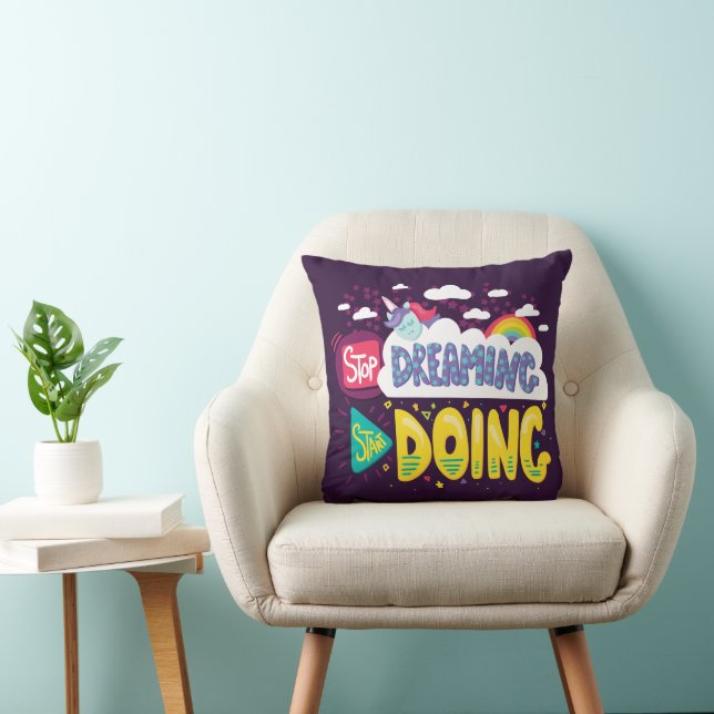 Stop Dreaming, Start Doing Dark Purple Cushion (Chair)