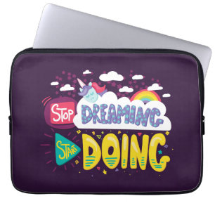 Stop Dreaming, Start Doing Dark Purple Laptop Sleeve