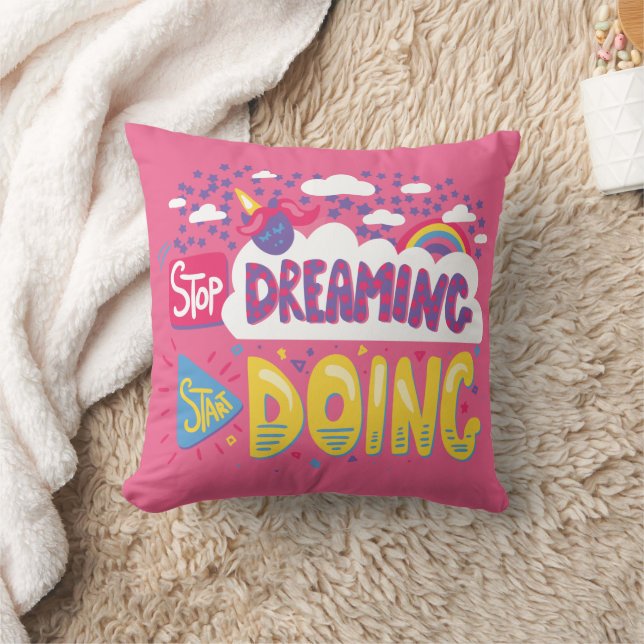 Stop Dreaming, Start Doing Dark Violet Cushion (Blanket)