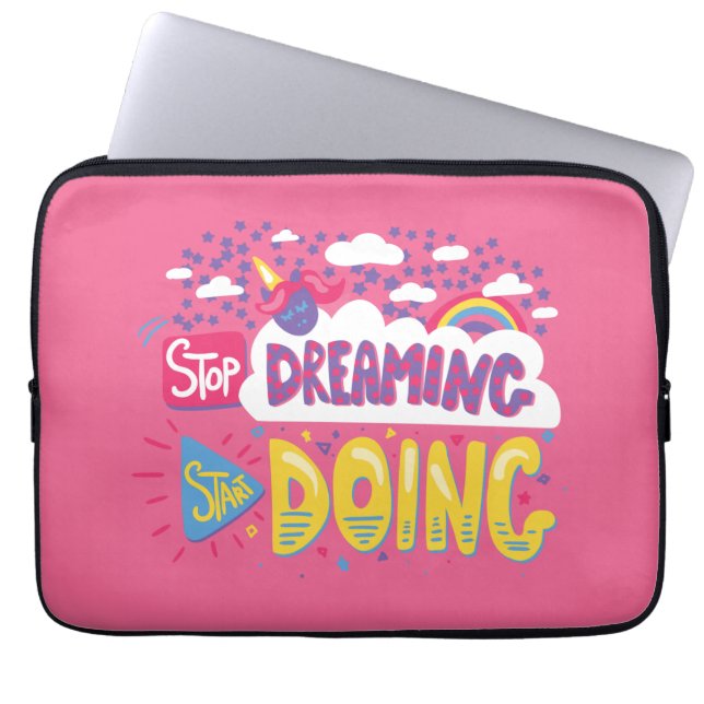 Stop Dreaming, Start Doing Dark Violet Laptop Sleeve (Front)