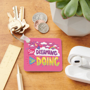 Stop Dreaming, Start Doing Dark Violet Metal Key Ring