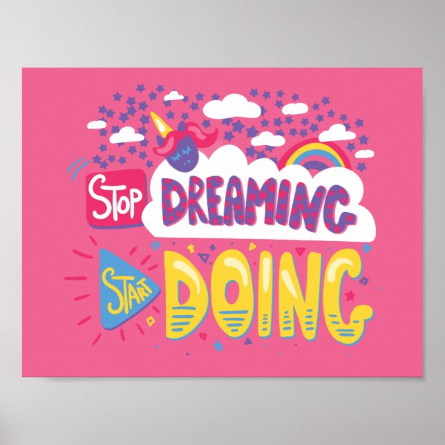 Stop Dreaming, Start Doing Dark Violet Poster (Front)