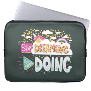 Stop Dreaming, Start Doing Forest Green-White Laptop Sleeve