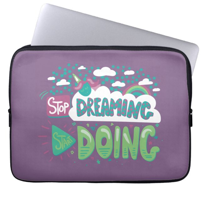 Stop Dreaming, Start Doing Pale Lavender Laptop Sleeve (Front)