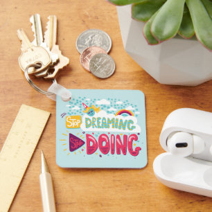 Stop Dreaming, Start Doing Pale Turquoise Metal Key Ring