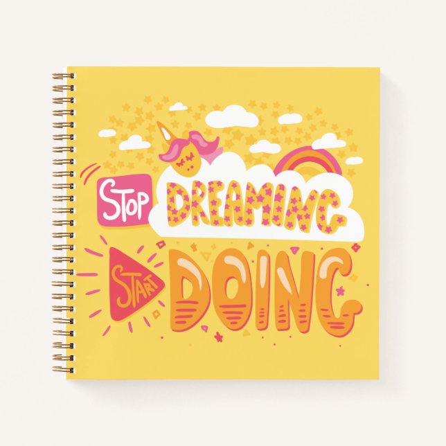 Stop Dreaming, Start Doing Pale Yellow Notebook (Front)