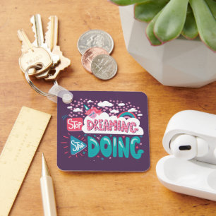 Stop Dreaming, Start Doing Purple-Green Metal Key Ring