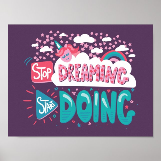 Stop Dreaming, Start Doing Purple Poster (Front)