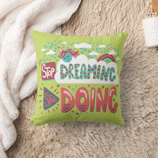 Stop Dreaming, Start Doing Soft Lime Cushion (Blanket)