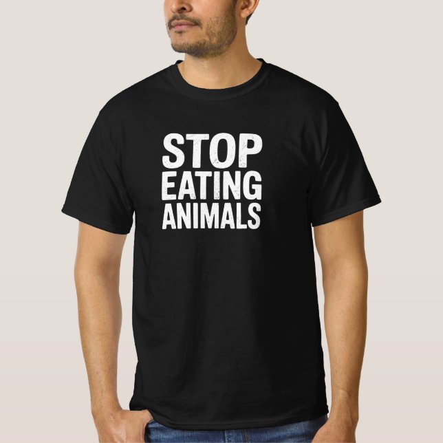 Stop Eating Animals - Animal Rights T-Shirt (Front)