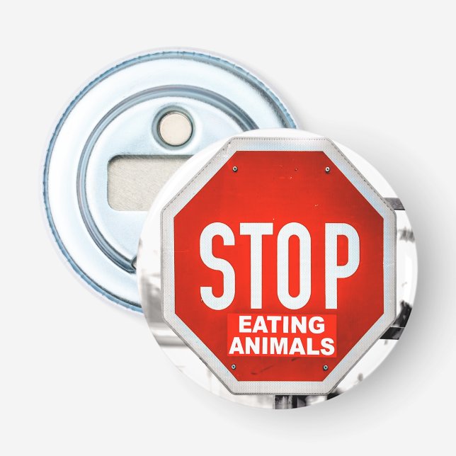 Stop Eating Animals Vegetarian Vegan Bottle Opener (Front)
