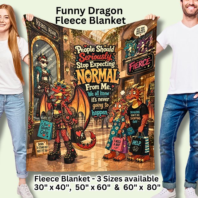 Stop Expecting Normal From Me Funny Dragon  Fleece Blanket (Creator Uploaded)