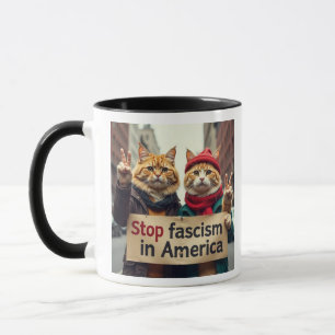 Stop Fascism Cat Resistance Movement Mug