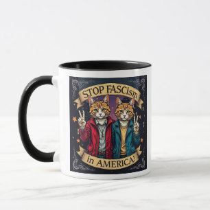 Stop Fascism Cat Resistance Movement Mug