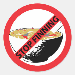 STOP FINNING SHARKS CLASSIC ROUND STICKER