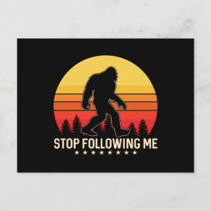 Stop Following Me Bigfoot Retro Design Postcard