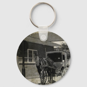 Stop for A Spell, Amish Horse at Stop Sign Key Ring