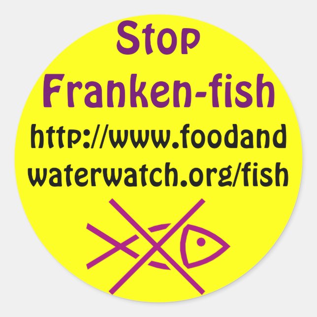stop franken-fish stickers (Front)