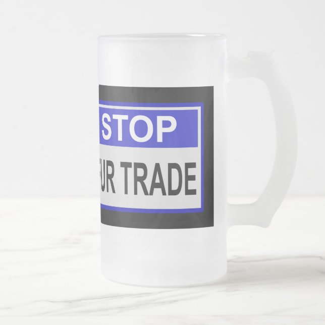 Stop Fur Trade Blue sign Frosted Glass Beer Mug (Right)