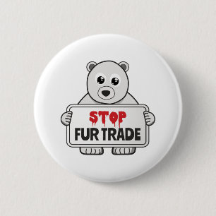 Stop Fur Trade Sad Polar Bear 6 Cm Round Badge