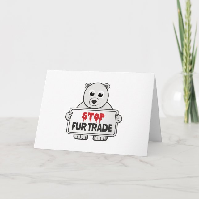 Stop Fur Trade Sad Polar Bear Card (Front)