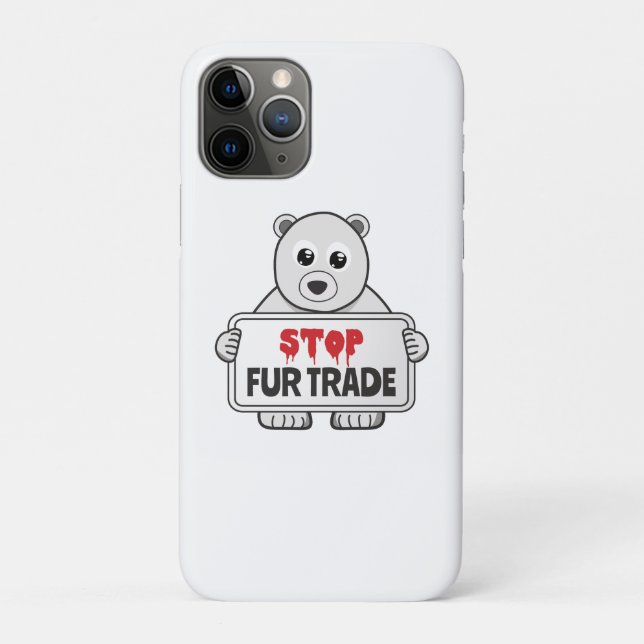 Stop Fur Trade Sad Polar Bear Case-Mate iPhone Case (Back)
