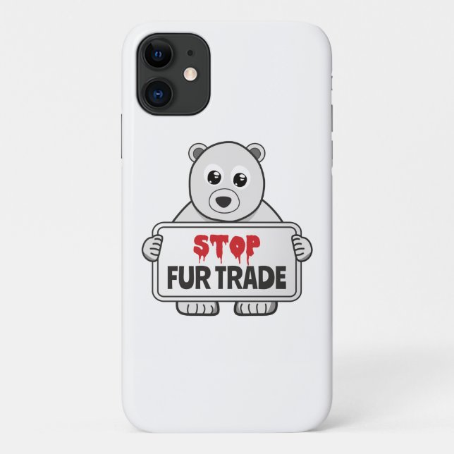 Stop Fur Trade Sad Polar Bear Case-Mate iPhone Case (Back)