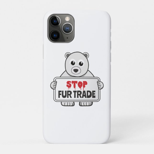 Stop Fur Trade Sad Polar Bear Case-Mate iPhone Case (Back)