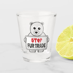 Stop Fur Trade Sad Polar Bear Shot Glass