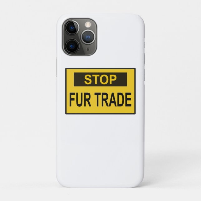 Stop Fur Trade Sign yellow Case-Mate iPhone Case (Back)