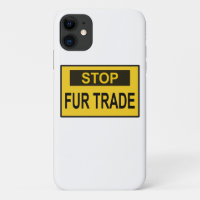Stop Fur Trade Sign yellow