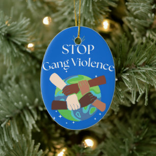 Stop Gang Violence Hands entwined Ceramic Tree Decoration