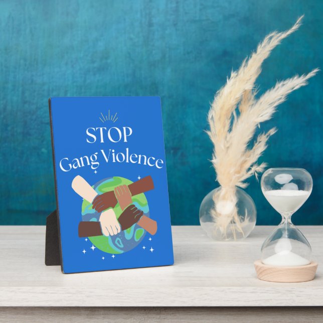 Stop Gang Violence Hands entwined Plaque (Side)