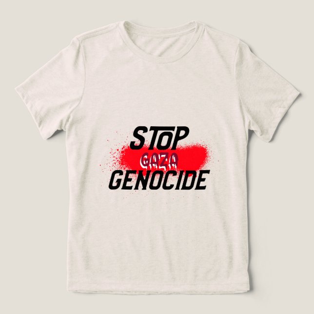 Stop Gaza Genocide Tri-Blend Shirt (Design Front)