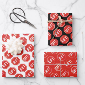 STOP:GIFT Funny Unique Novelty Simple Classic Wrapping Paper Sheet